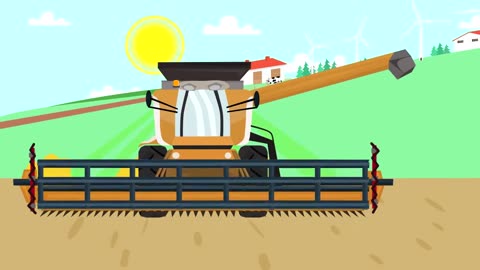 Farm work - combine Harvester and tractor they work hard _ KIDS ZONE_HD