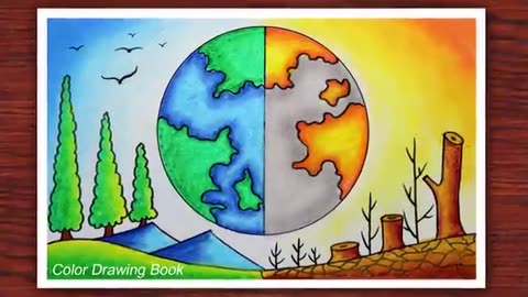 How to draw world environment day poster, Save nature drawing easy