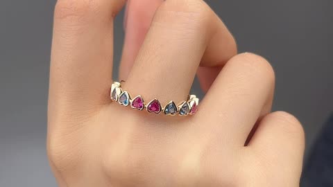 MSR-777 9k Heart shaped Synthetic Corundum Gold Ring -Messi Jewelry