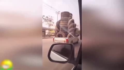 "Heavy Duty Speaker on truck, Overloaded Trucks, and Fiery Bike Tyres! 😂🚛🔥"