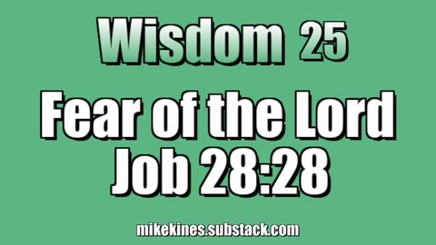 Wisdom 25: Fear of the Lord - Job 28:28