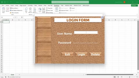 How to creat login form in Excel