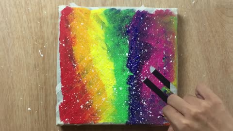 Rainbow Abstract Painting with Masking Tape /