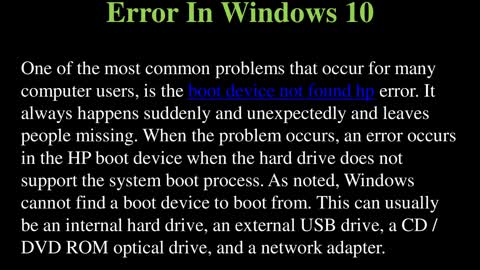 How To Fix Boot Device Not Found Error In Windows 10