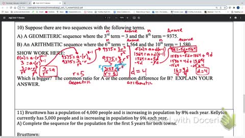 IM3 Alg2 CC Unit 11 Review Sequences