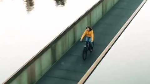 There is a bike trail in Belgium where you can go "Cycling Through Water ," through a large lake in the De Wijers nature reserve