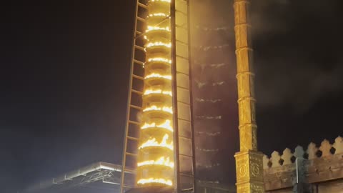 LIGHTING LAMP AT MOOKAMBIKA TEMPLE