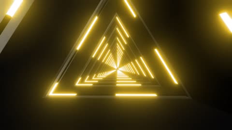 Crossing through triangles with yellow lights 3D