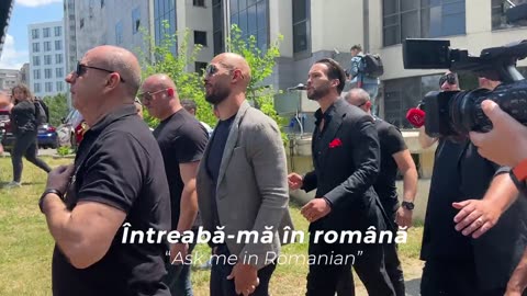 Tristan Tate being slick maby saying to the reporters ask me in Romanian