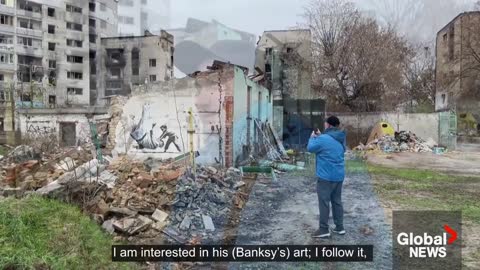 Banksy showcases new art in war-ravaged Ukrainian city