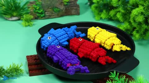 BIG FISH Cutting_ LEGO Salmon Egg Sushi - Lego In Real Life Stop Motion Cooking ASMR Satisfying