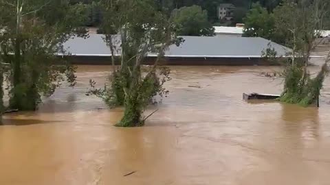 Flooding visuals from Biltmore Village in Asheville, North Carolina