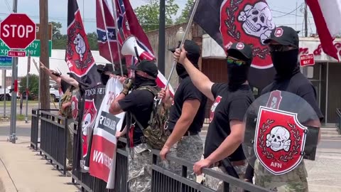 Patriot Front Wannabees the Aryan Freedom Network Brings Out Confederate Flag for Sat TX Protest