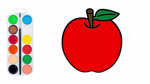 How to Draw Apple Easy Step By Step and Coloring for Kids