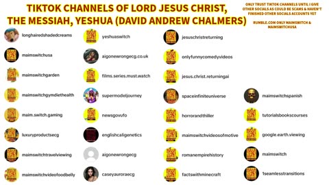 TIKTOK CHANNELS OF LORD JESUS CHRIST,YESHUA & MAIMSWITCH