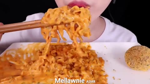 ASMR CHEESY CARBO FIRE NOODLES, CHEESE BALLS 꾸덕꾸덕 치즈 까르보 불닭볶음면, 뿌링클 치즈볼 EATING SOUNDS MUKBANG먹방