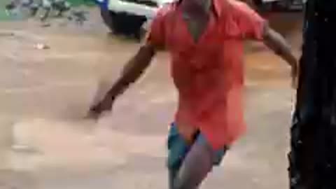 Funny dance in the rain