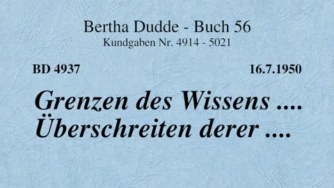 BD 4937 - GRENZEN DES WISSENS .... ÜBERSCHREITEN DERER ....