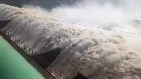 Water Fall by the Dam Gate Heavy Water