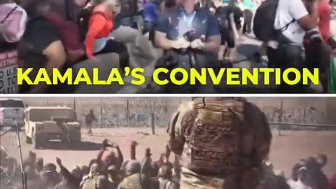 Kamala's convention compared to Kamala's border.