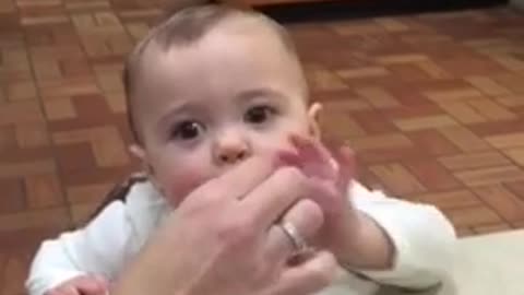 Baby Eating Sugar for the first time