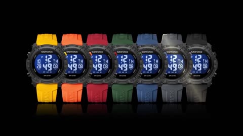 NAVIFORCE Men's Fashion LCD Digital Wristwatch 50m Waterproof Sports Silicone Strap Watches