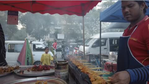 Seekh kabab making