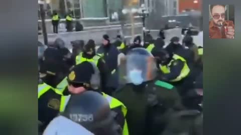 Protestors Trampled By police horse in Ottawa