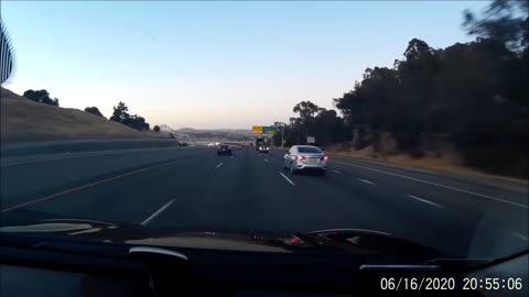 White SUV loses control and flies off of the Carquinez Bridge.