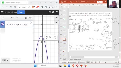 Homework Problem 2 H2+F2 --> 2HF equilibrium with small algebra error at end