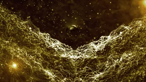 Golden particles with abstract nebula shapes