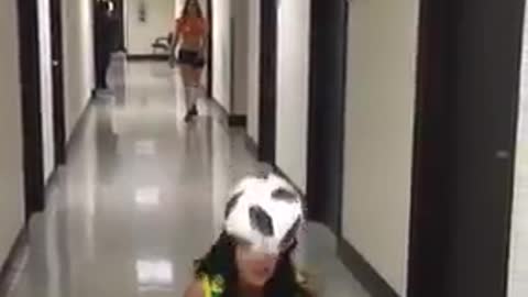 Beautiful girl doing some freestyle soccer skill