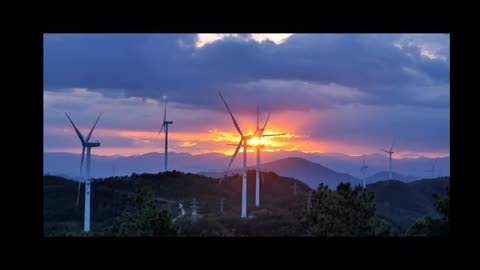 sunset clouds and windmills