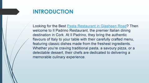 Best Pasta Restaurant in Glasheen Road