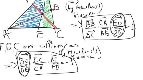 Deriving Ceva's theorem from Menelaus's theorem | plane geometry | intermediate level