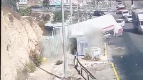 Footage shows the ramming attack near Givat Asaf earlier today.