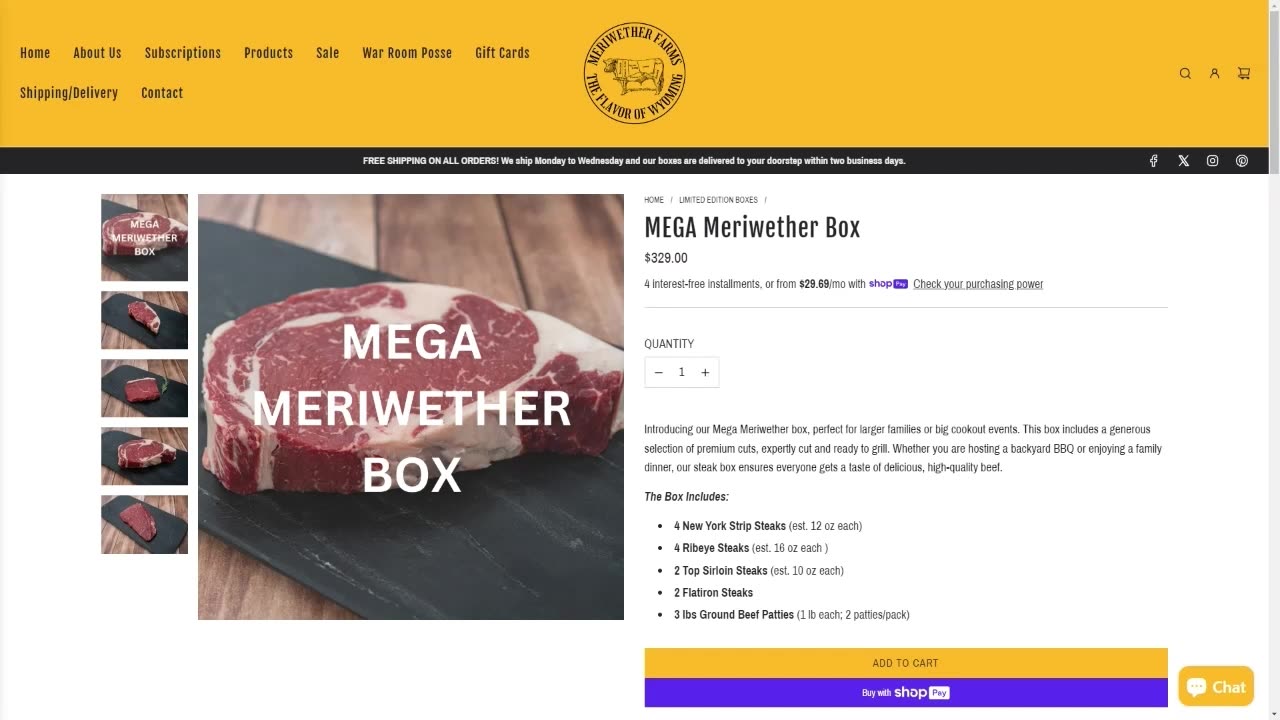 O'Neill: Meriwether Farms Introduces The Mega Meriwether's Box; A Steak ...