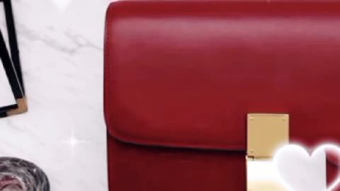 Celine Red Lizard Skin Leather Shoulder Bag