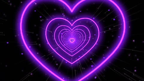 1074. Heart Tunnel Video💜Purple Neon Lights Heart Heart