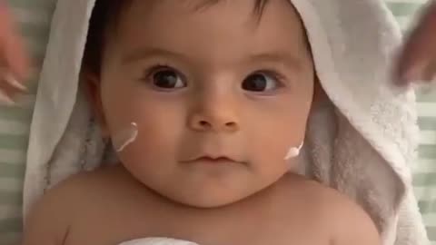 cute baby massage and cucumber eye treatment