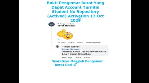 Bukti Yang Dapat Account Turnitin Student No Repository (Actived) Activation 13 Oct 2029