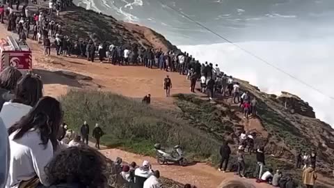 This is what giant ocean waves look like opposite the Portuguese coastal town of Nazaré,