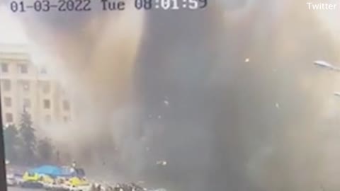 Horrific moment missile hits Kharkiv city administration building