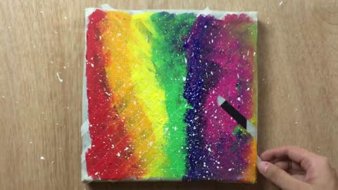 Rainbow Abstract Painting with Masking Tape / Acrylic Painting for Beginners #09