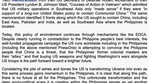 How is the US Convincing the Philippines to Destroy Itself?