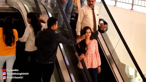 Escalator Prank with girl