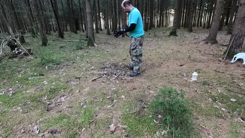 Digging a pre dug fire pit.