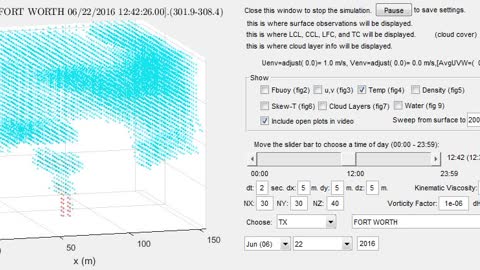 surface heat plume in Navier-Stokes 3d simulation