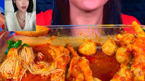 SPICY MEATBALL CHICKEN FEET ENOKI MASSIVE #eating #food #cooking #reels #trend #fyp #asmr (11)