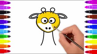 Drawing and Coloring for Kids - How to Draw Giraffe Face